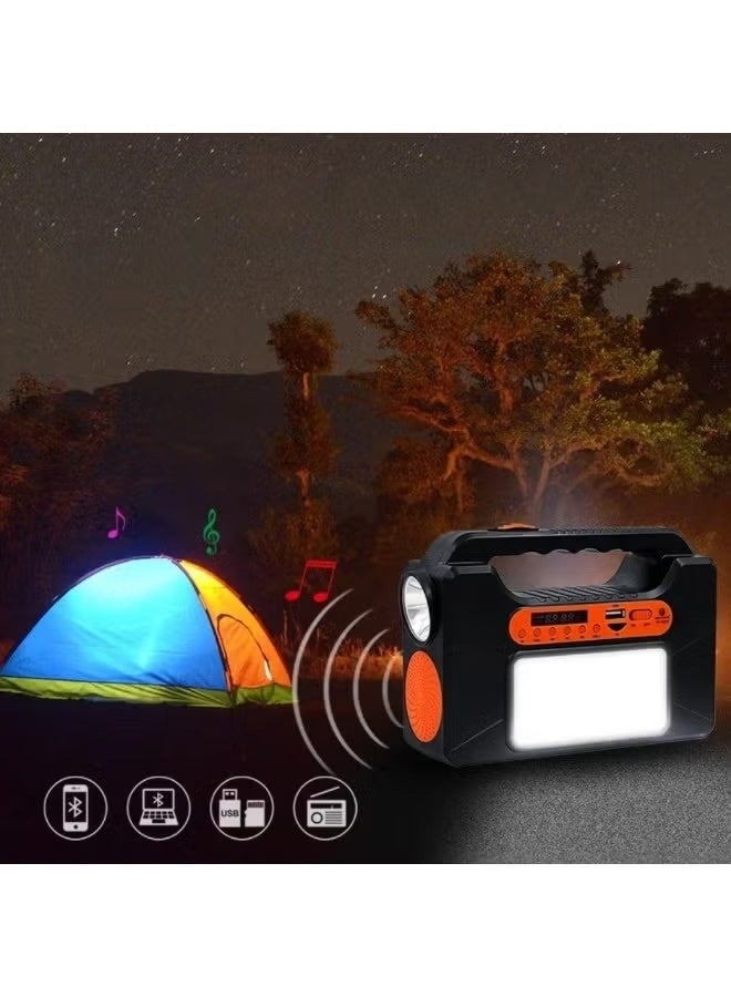 A portable solar power system with a charging panel, LED flashlight, and three light bulbs. Suitable for camping, hiking, and travel. - Image 4