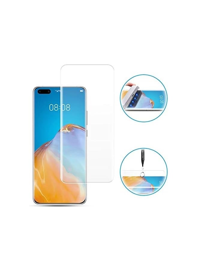 PROMASS Compatible with Huawei P40 PRO UV Nano Liquid Tempered Glass Screen Protector - Transparent Clear - Image 2