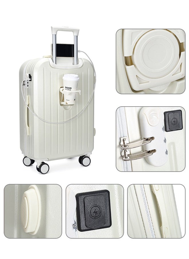 20 inch Travel Luggage Expandable PP Hard Shell Clearance Luggage with TSA Lock Spinner Wheels Inside Cup Holder and Front Inside Hook for Long Distance Travel by Airplane