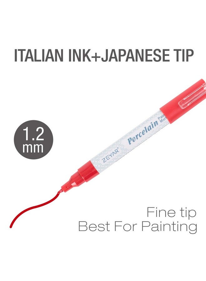 ZEYAR Acrylic Paint Pens For Porcelain, Professional Ceramic Drawing, 12 Colors Water-Based, Fine Point, Water And Fade Resistant, Diy On Mugs And Other Ceramics For Permanent Collection - Image 3