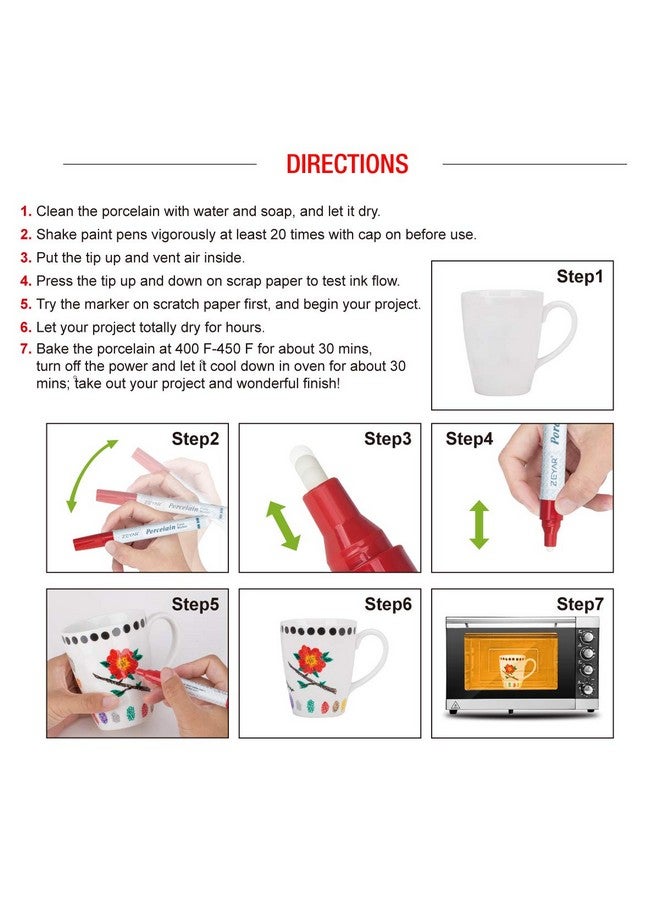 ZEYAR Acrylic Paint Pens For Porcelain, Professional Ceramic Drawing, 12 Colors Water-Based, Fine Point, Water And Fade Resistant, Diy On Mugs And Other Ceramics For Permanent Collection - Image 4