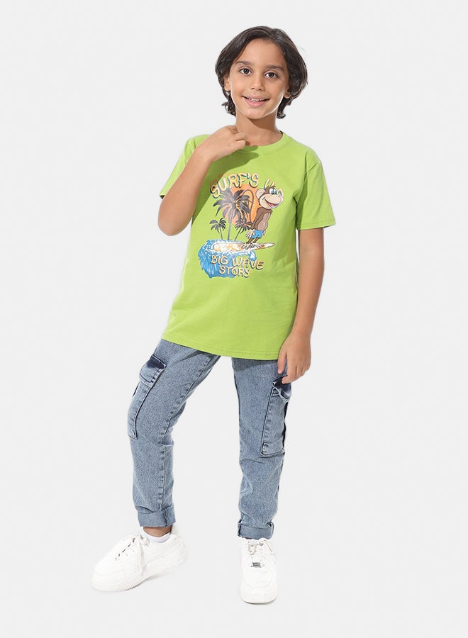 Andora Regular Fit Printed Boys T-Shirt_Sheen Green - Image 4