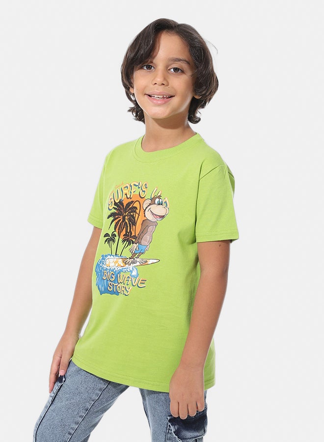 Andora Regular Fit Printed Boys T-Shirt_Sheen Green - Image 2