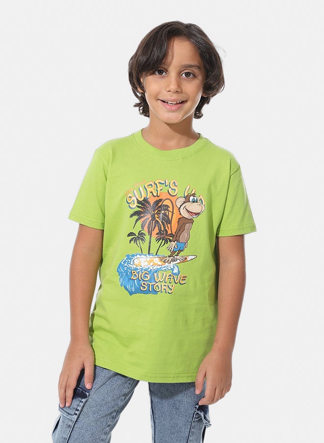 Andora Regular Fit Printed Boys T-Shirt_Sheen Green - Image 1