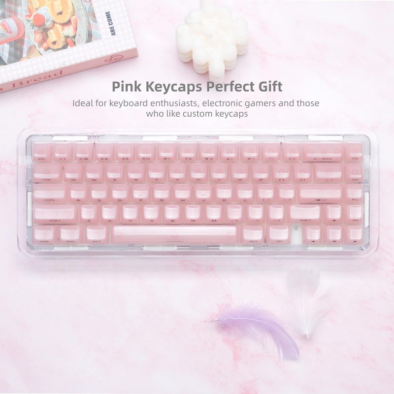 Womier Keycaps Jelly Pink - Ceramic Keycaps Style, Clear Keyboard Key Cap, Transparent Side Printed Custom 60 65 75 100 Percent for Cherry MX, Outemu, Gateron Mechanical Keyboards(MDA Profile) - Image 5
