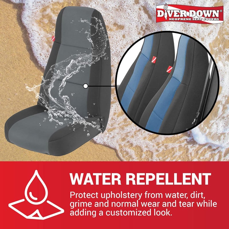 Diver Down Front and Rear Neoprene Seat Cover Set, Grey - Custom Fit for Jeep Wrangler YJ 1991 - Image 3