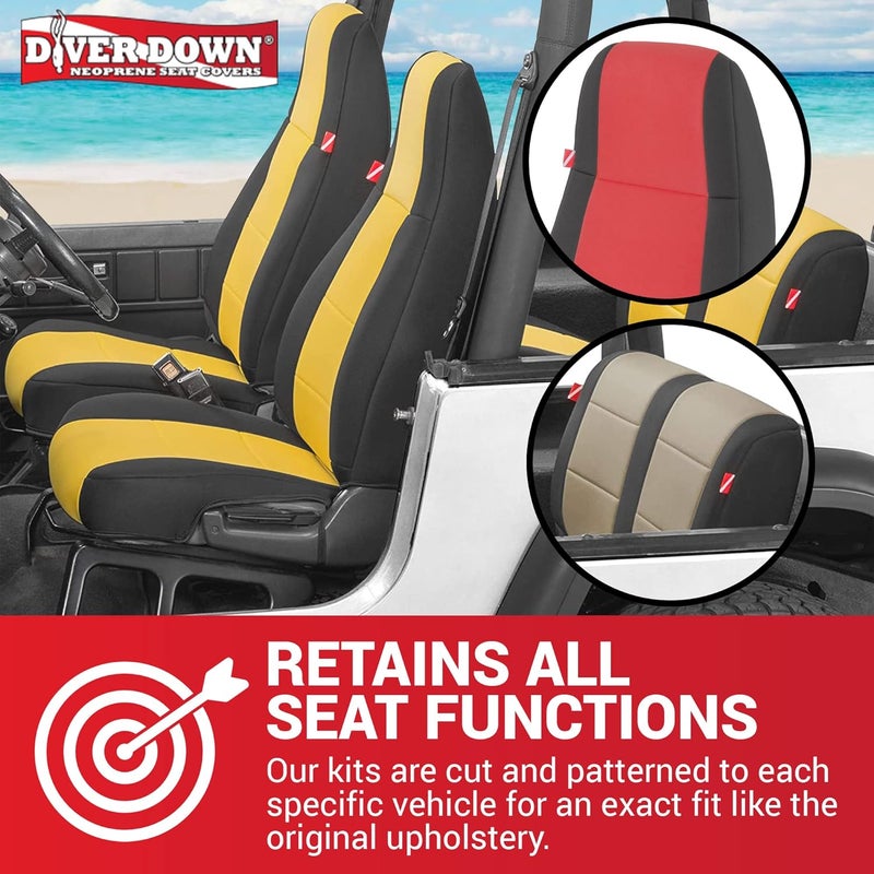 Diver Down Front and Rear Neoprene Seat Cover Set, Grey - Custom Fit for Jeep Wrangler YJ 1991 - Image 2