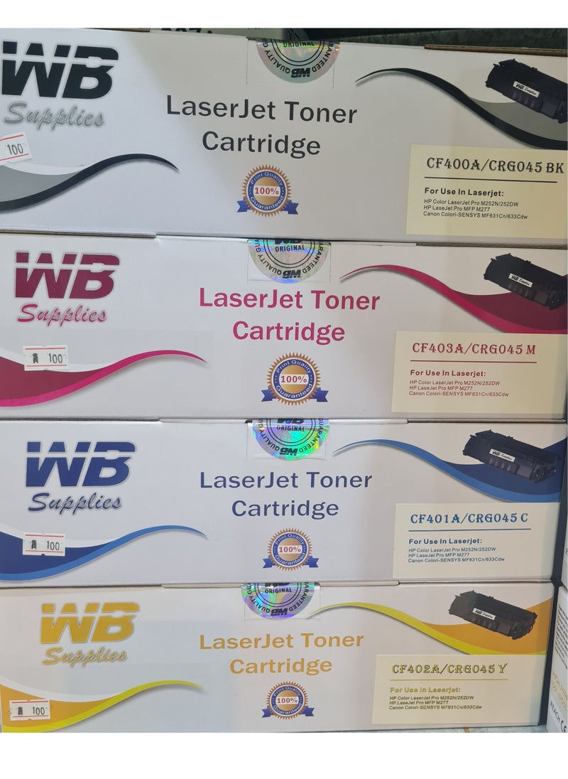 WB - Compatible Toner Cartridge 201A Full Set for Hp Color Laserjet Pro MFP M277n M277dw M277c6 M274n Pro M252dw M252n Printers/ Black/Cyan/Yellow/Magenta/CF400A/CF401A/CF402A/CF403A - Image 1