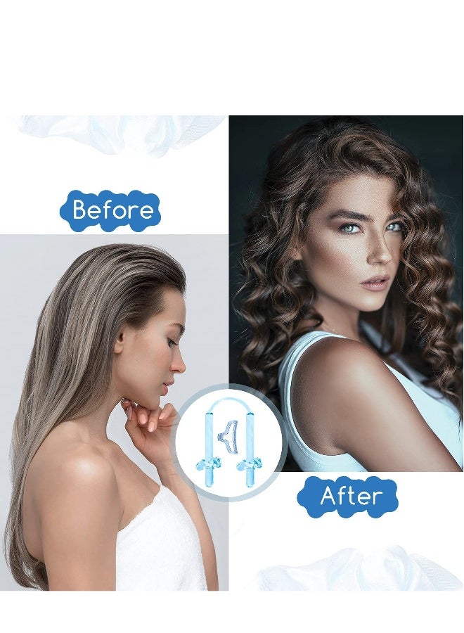 Generic Healtless Hair Curlers for Long Hair, No Heat Curl Ribbon Design with Hair Clips and Scrunchie, Overnight Silk Heatless Curls Headband, Soft Heatless Curling Rod Headband for Natural Hair (Blue) - Image 4