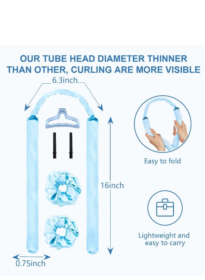 Generic Healtless Hair Curlers for Long Hair, No Heat Curl Ribbon Design with Hair Clips and Scrunchie, Overnight Silk Heatless Curls Headband, Soft Heatless Curling Rod Headband for Natural Hair (Blue) - Image 2