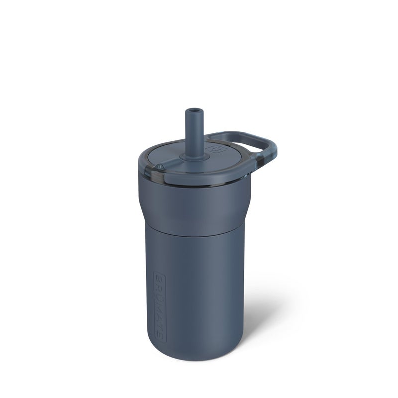 BrÃ¼Mate Leap 12oz 100% Leakproof Kids Tumbler with Handle and Silicone Soft Straw | Drop Resistant Silicone Sleeve | For Kids 4+ | Insulated Stainless Steel | Cup Holder Friendly | (Nightfall Blue) - Image 1