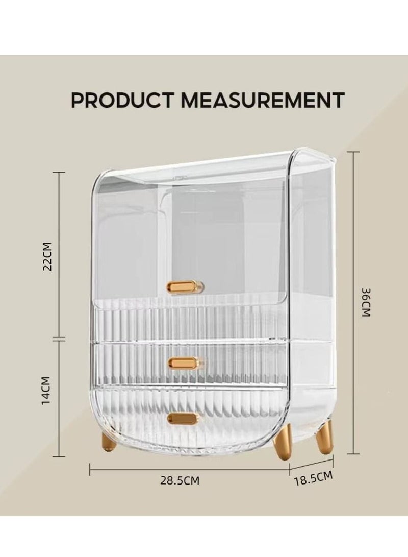 Sharpdo Large Makeup Organizer, Bathroom Organizer,with Lid and Drawers, Waterproof Dustproof Bathroom Storage Skincare Organizer, Great for Vanity Desktop Bathroom Countertop, Clear Acrylic - Image 5