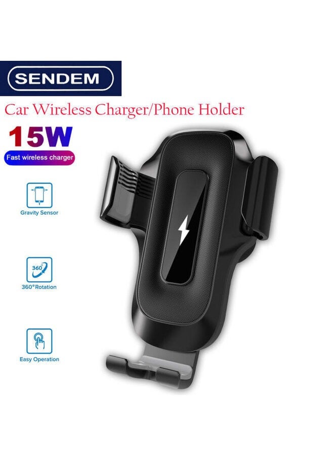 سيندم حامل شاحن سيارة لاسلكي بقوة 15 وات، حامل شاحن للهاتف المحمول حساس للمس - Image 1