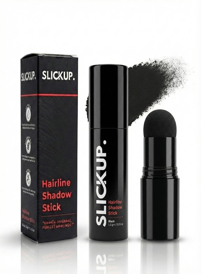 SLICKUP Hairline Shadow Powder Stick for Root Touch Up | Instant Hair Colour Touch Up Stick for Grey Hair Coverage | Temporary Hair Powder for Thinning Hair, Bald Spots & Hairline | Natural Finish - 1.5g (Black) - Image 1
