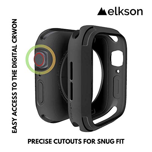 elkson Compatible with 44mm Apple Watch SE 3/2/1 Bumper Case, Quattro Series Rugged Case for iWatch Series 6 5 4, Military Grade Durable Protective Cover, Flexible Shockproof, Black - Image 2