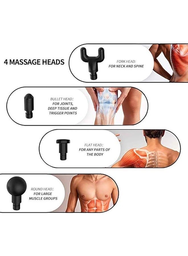 إسكدنيا مسدس تدليك كهربائي محمول باليد فائق الهدوء بدون فرشاة، جهاز تدليك للجسم مع 4 رؤوس احترافية لأنسجة الوجه والعضلات مع 6 سرعات قرع (متعدد الألوان) - Image 4