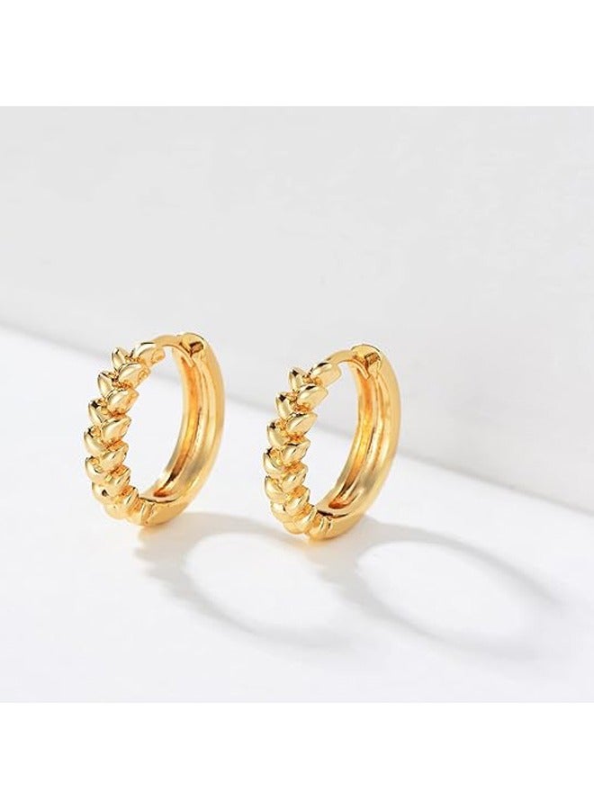 Mevecco Women Huggie Hoop Earrings Gold Ear Stud Cuff 14K Gold Filled Small Boho Beach Simple Delicate Handmade Hypoallergenic Jewelry Gift - Image 5