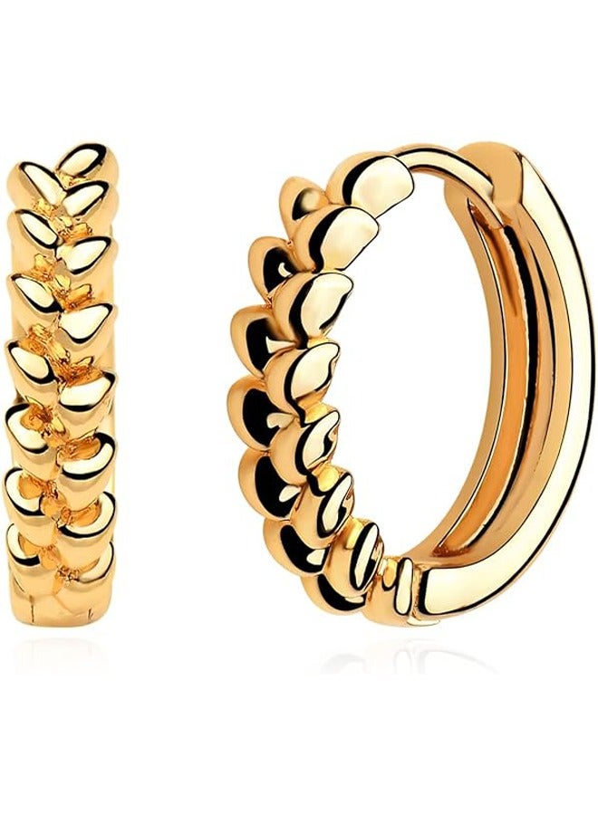 Mevecco Women Huggie Hoop Earrings Gold Ear Stud Cuff 14K Gold Filled Small Boho Beach Simple Delicate Handmade Hypoallergenic Jewelry Gift - Image 1