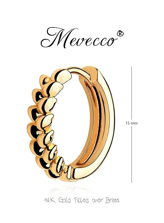 Mevecco Women Huggie Hoop Earrings Gold Ear Stud Cuff 14K Gold Filled Small Boho Beach Simple Delicate Handmade Hypoallergenic Jewelry Gift - Image 4