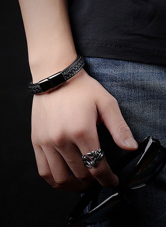 وهاواي 2PCS Mens Leather Bracelets Premium Braided Leather Bracelets for Men with Stainless Steel Magnetic Clasp Braided Bracelets for Men Leather Cuff Mens Boys Bracelet - Image 5