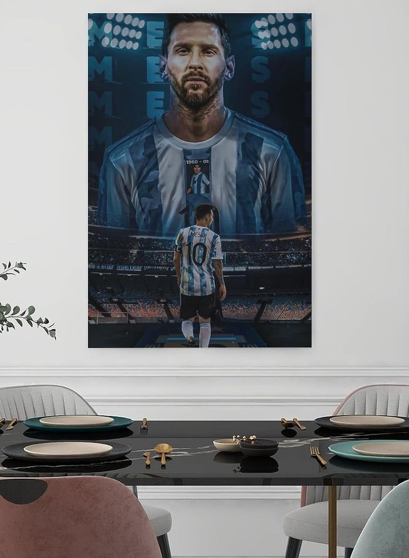 Today Idea Lionel Messi Football Stars Canvas Poster | Unframed Wall Art Decor | 16in x 24in (Lionel Messi Poster) - Image 2