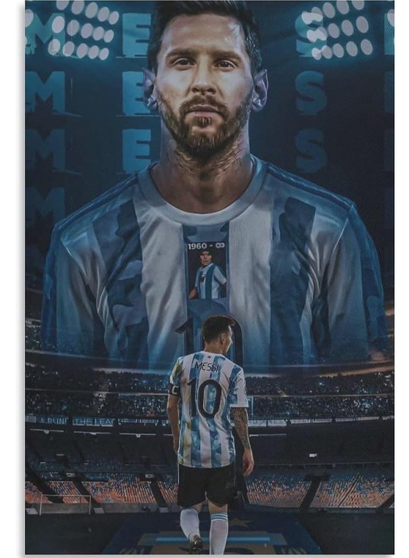 Today Idea Lionel Messi Football Stars Canvas Poster | Unframed Wall Art Decor | 16in x 24in (Lionel Messi Poster) - Image 1