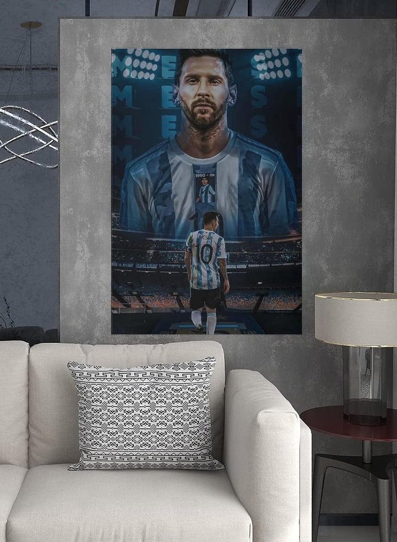 Today Idea Lionel Messi Football Stars Canvas Poster | Unframed Wall Art Decor | 16in x 24in (Lionel Messi Poster) - Image 4