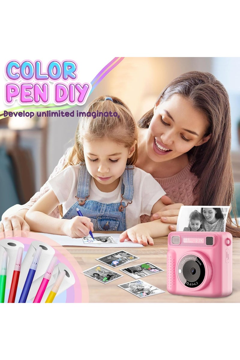 Oasisgalore Kids Instant Print Camera - 1080P HD Selfie, 32GB SD Card & Print Paper | Birthday Gift for Girls & Boys Ages 3-12 (Pink) - Image 4