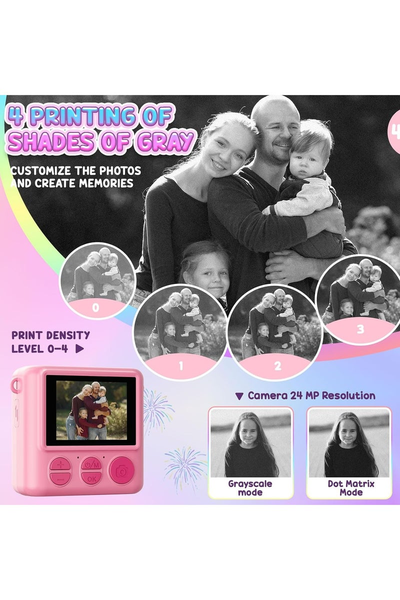 Oasisgalore Kids Instant Print Camera - 1080P HD Selfie, 32GB SD Card & Print Paper | Birthday Gift for Girls & Boys Ages 3-12 (Pink) - Image 5