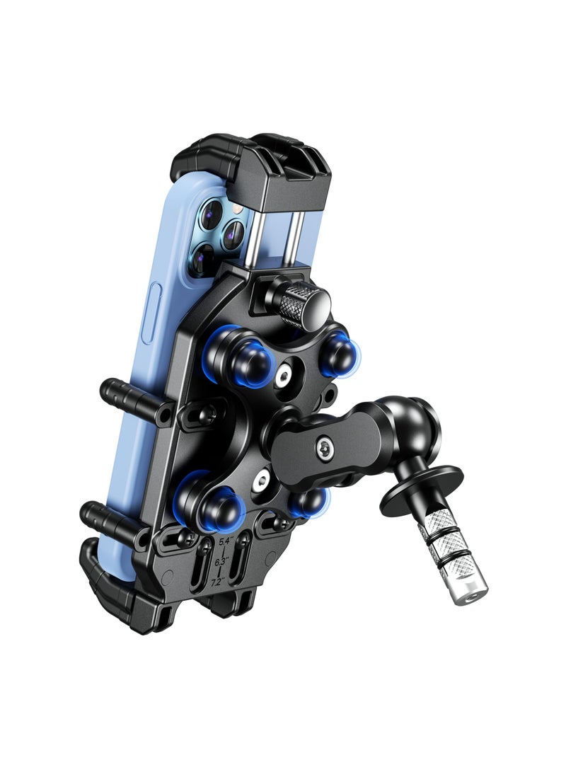 SYOSI Motorcycle Fork Stem Phone Mount, with Vibration Dampener & High-Speed Secure Lock, Anti-Theft Motorcycle Phone Holder Cellphone Mount Mobile Phone Cradle for 5.4''-7.2'' Smartphones - Image 1