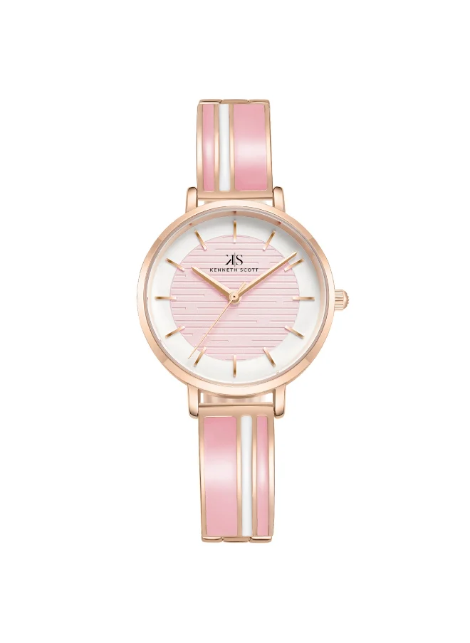 كينيث سكوت Kenneth Scott Women's PC21 Movement Watch, Analog Display and Alloy Strap - K23501-RBPP, Pink