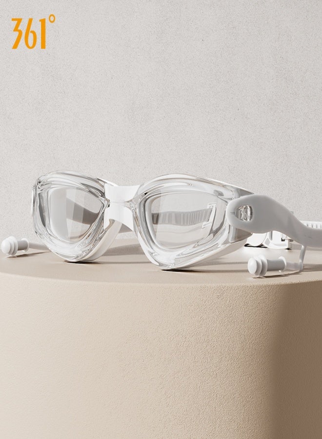 360 Professional Waterproof Swimming Goggles - Anti Fog Swimming Goggles With Ultra Wide And Crystal Clear View and UV Protection - Swim Goggles Kit Comes With Storage Box Nose Clip And Earplugs