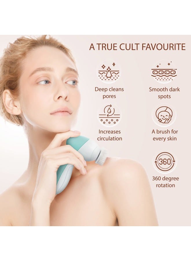 VISOFO Face Scrubber | Facial Cleansing Brush Exfoliator Skin Care Products Beauty Products Powered Electric Wash Exfoliating Spin Cleanser Cleaning Scrub Including 7 Heads (Opal) - Image 5