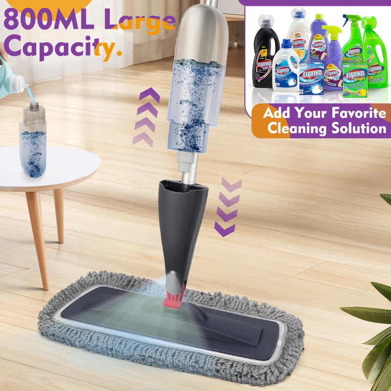 CLDREAM ممسحة بخاخ لتنظيف الأرضيات مع وسادات قابلة للغسل، ممسحات ميكروفايبر رطبة مع زجاجة قابلة لإعادة التعبئة سعة 800 مل، ممسحات غبار قابلة لإعادة الاستخدام مع بخاخ لتنظيف الأرضيات الخشبية واللامينيت والبلاط - Image 2
