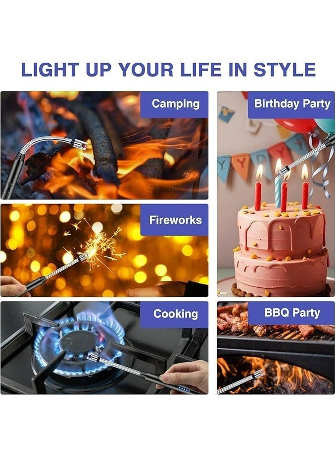 RONXS Rechargeable Lighter, Type C Lighters Arc Lighter with LED Battery Display, Flameless Long Lighters for Candles Grill BBQ Camping (Black) - Image 2