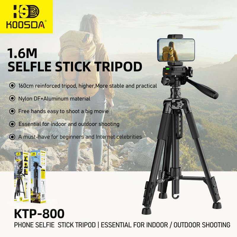 KOOSDA Heavy-Duty 1.6M KTP-800 Stable Tripod – Perfect for Cameras and Devices - Image 2