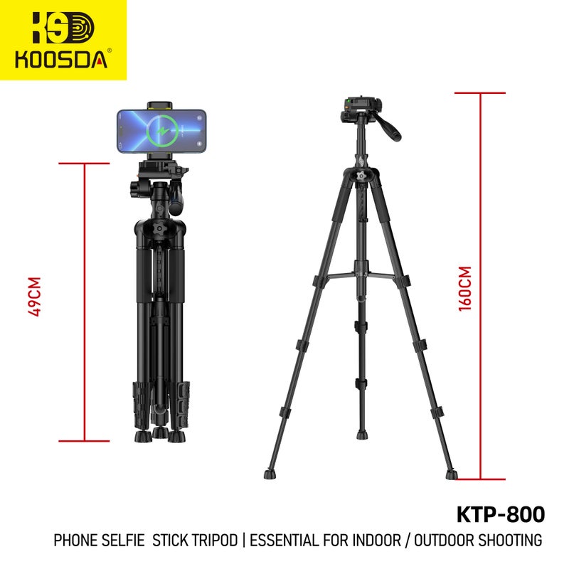 KOOSDA Heavy-Duty 1.6M KTP-800 Stable Tripod – Perfect for Cameras and Devices - Image 1