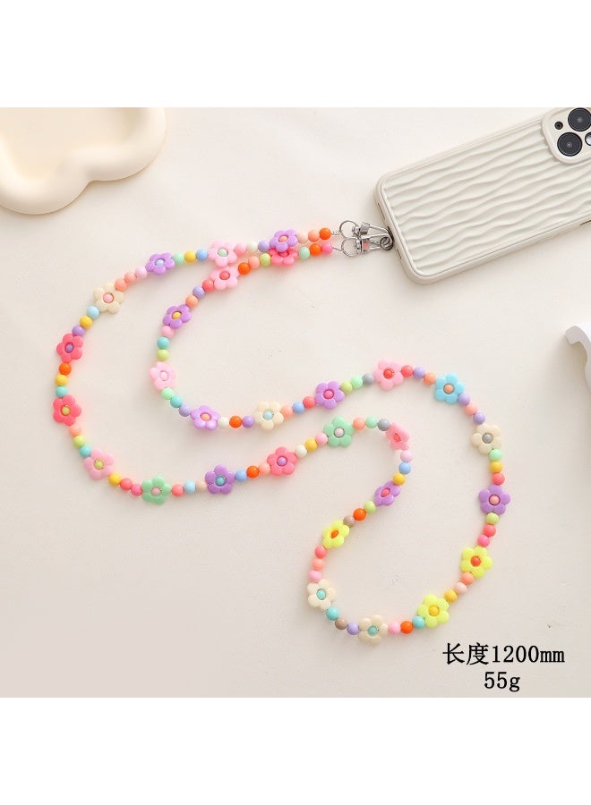 NIBEMINENT Phone Charm/ Chain Strap for Women Girls, Pearl Sliver Cell Phone Case Lanyard Wrist Strap