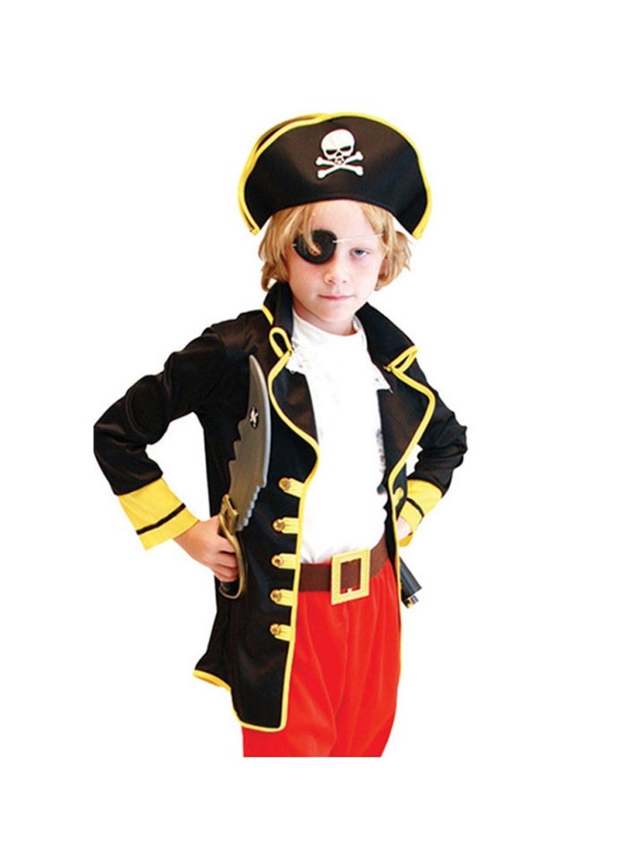 xppier Kids Boys Pirate Captain Halloween Costume Outfit Set (Hat, Jacket, Belt, Pants, Boots Covers and Eye Patch), Size M, Age 5-7 - Image 5