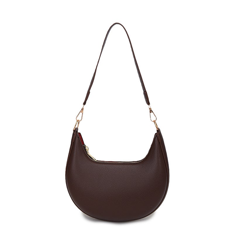 Retro Crescent Shoulder Bag for Women PU Single Strap Handbag - Image 4
