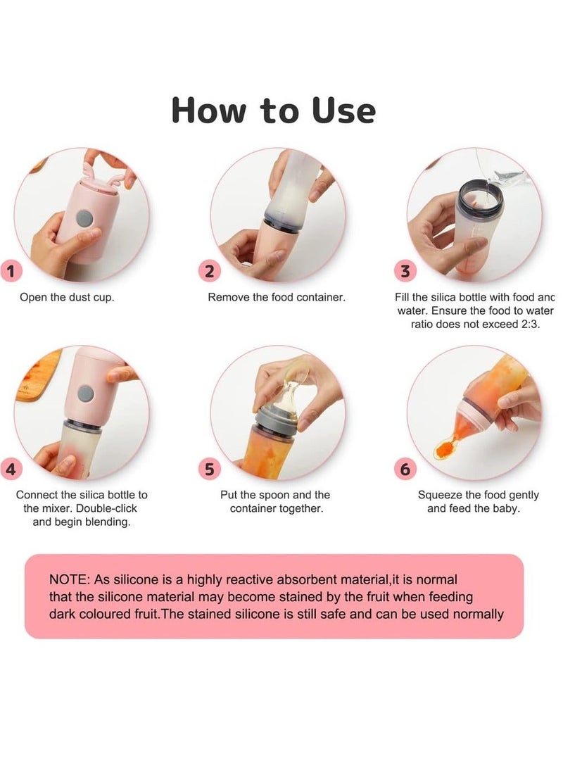 Portable Baby Food Maker with Silicone Squeeze Spoon, Baby Food Processor, Blender for First Stage Baby Feeding - Liquid or Semi-Liquid Options, blue  - Image 3