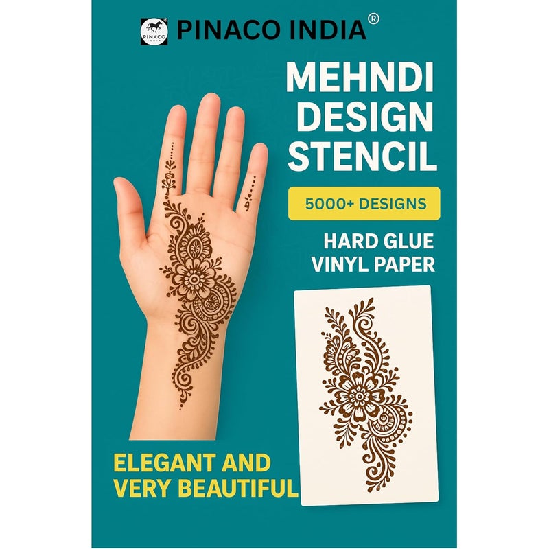 PINACO INDIA قالب فن الحناء | تصميمات مهدية كاملة لليد | تطبيق سريع بخطوات 4 | تصميمات أنيقة | مثالي للعرايس والاحتفالات | سهل للمبتدئين والمحترفين (تصميم رقم 511014) - Image 3