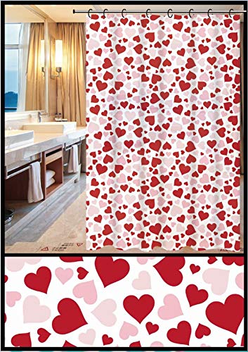 TIB ® PVC Printed Design Waterproof Shower Curtain with 12 Hooks (6 Feet, 72 Inch x 72 Inch, Red) - Image 2