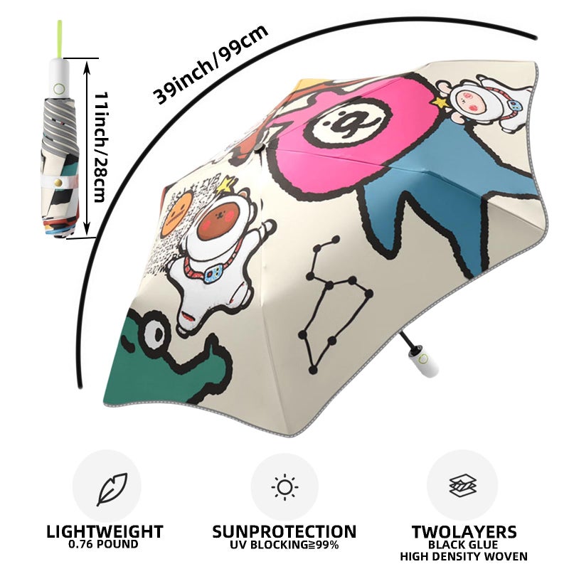 Kids Umbrella with Rounded Corners, Durable & Portable Windproof, Anti-UV Compact Foldable Umbrella with Reflective Strip, Auto Open/Close, Lightweight Cartoon Design for Girls & Boys - Image 3