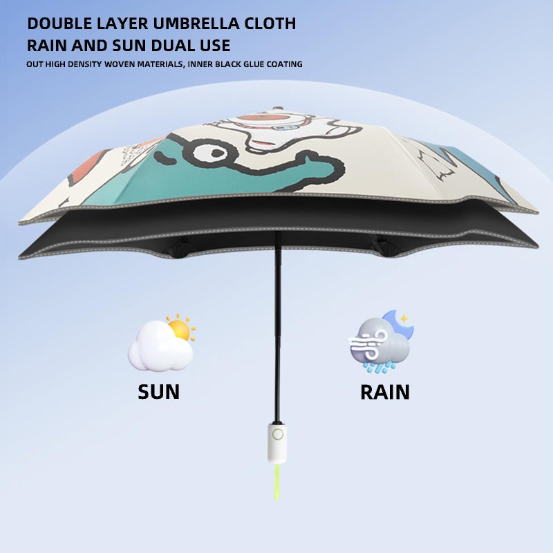 Kids Umbrella with Rounded Corners, Durable & Portable Windproof, Anti-UV Compact Foldable Umbrella with Reflective Strip, Auto Open/Close, Lightweight Cartoon Design for Girls & Boys - Image 4