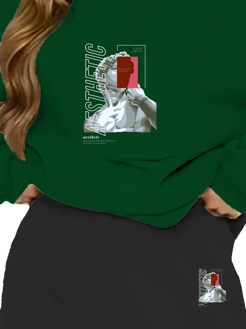 DogFish Tracksuit Set Oversize Athetic Printed Tracksuit Set,lover,couple Combination Green