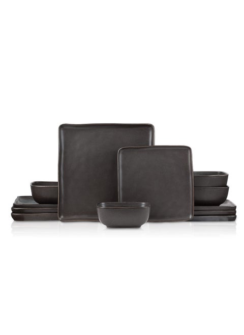 Stone Lain Jonny Stoneware 12piece Square Dinnerware Set Brown