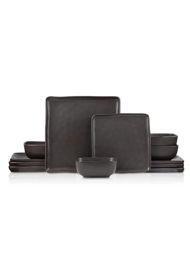 Stone Lain Jonny Stoneware 12piece Square Dinnerware Set Brown