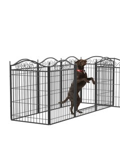 WISFOR Metal Dog Fence Pen Outdoor: 8 Panels Heavy Duty Pet Indoor Large Playpen Kennel with Door - 31 Inch Tall Puppy Portable Outside Exercise Fencing Play Yard for Garden RV Camping Travel  - Image 1