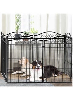 WISFOR Metal Dog Fence Pen Outdoor: 8 Panels Heavy Duty Pet Indoor Large Playpen Kennel with Door - 31 Inch Tall Puppy Portable Outside Exercise Fencing Play Yard for Garden RV Camping Travel  - Image 2